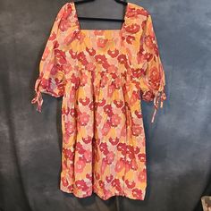 Worn Once At Most, May Be Nwot Can Be Worn Off Or On Shoulder Great Length (Not Too Short) Dog Friendly, Smoke Free Home Baby Doll Dress Wide Sleeve Womens, Short Dog, Great Lengths, Floral Color, Too Short, Babydoll Dress, Dog Friendly, Orange Pink, Pink Orange