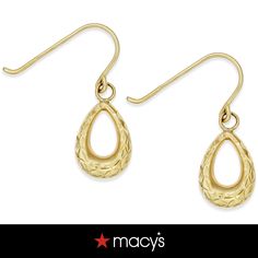 in stock Macy's Yellow Gold Drop Earrings, Macy's 14k Gold Dangle Earrings, Macy's Gold Drop Earrings, Macy's Tarnish Resistant Earrings, Yellow Gold Teardrop Pendant Jewelry With Matching Earrings, Classic 14k Gold Teardrop Earrings, Macy's Teardrop Earrings In Fine Jewelry Style, Macy's Teardrop Fine Jewelry Earrings, Macy's Teardrop Earrings Fine Jewelry