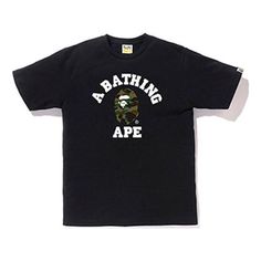 BAPE Green Camouflage Small Ape Head Short Sleeve T-shirt Unisex Black 1E80-110-008 (Unisex/Short Sleeve/Gift Recommend/Gift to Boyfriend) Gift To Boyfriend, College Tees, Bathing Ape, A Bathing Ape, Unisex Shorts, Boyfriend Gifts, Black Tee, Camouflage, Sneakers