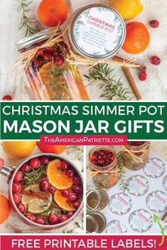 christmas slimmer pot mason jar gifts with free printable labels