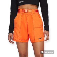 Whether For Gym Or Casual Wear, The Women's Sportswear Swoosh Woven Shorts Will Be The Perfect Fit! Polyester/Nylon Elastic Waistband Two Side Pockets Rise 12.5” Inseam 3” Nike Sporty Nylon Shorts, Nike Sporty Training Shorts, Nike Sporty Workout Shorts, Spring Streetwear Sport Shorts, Nike Sporty Bottoms With Go-dry Technology, Nike Athleisure Shorts For Streetwear, Nike Spring Athleisure Athletic Shorts, Nike Athletic Shorts With Pockets For Workout, Nike Sporty Athletic Shorts For Workout