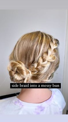 Looking for a quick hairdo? Here’s a cute boho hairstyle that you can do in minutes ❤️ . #bunhairstyle #bunhairstyles #bunhair #braids… | Instagram Easy Boho Hairstyles, Side Braid Bun, Easy Hippie Hairstyles, Boho Hairstyles Medium, Braid Styles For Girls, Side Braid With Bun, Messy Bun With Braid, Super Easy Hairstyles, Kid Hair