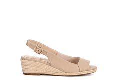 LifeStride Socialite Women's Sandal You'll be quite the talk in the women's LifeStride Socialite Sandal. This chic silhouette has a summery espadrille midsole with the cute wedge heel. Each step will be comfortable thanks to the Cushioned footbed and a slingback strap and peep toe design, your look will remain casual and up to date. Canvas upper Adjustable buckle strap closure Cushioned footbedEspadrille midsoleWedge height: 1¾ Spring Cushioned Espadrilles, Cute Wedges, Room Shoes, Wedge Sandal, Toe Designs, French Style, Wedge Heels, Wedge Sandals, Womens Sandals