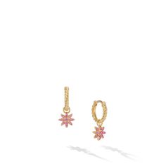 David Yurman's iconic Cable motif beautifully adorns a universal symbol or shape, creating a modern talisman meant to be collected, combined and treasured. 18-karat yellow gold Pave-set pink sapphires, 0.20 total carat weight Earrings, 18.1 x 7.5mm Starburst drop is removeable and can be worn as a hoop. Style #E17932 88APS Wedding Day Jewelry, Engagement Ring Guide, Metal Shop, Ring Size Guide, David Yurman, Diamond Studs, Pink Sapphire, Jewelry Branding, Class Ring