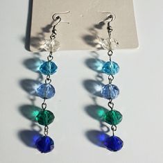 Brand New Variations Of Blue Blue Dangle Crystal Earrings With Dangling Beads, Blue Crystal Dangling Earrings, Blue Beaded Crystal Earrings With Round Beads, Blue Beaded Round Crystal Earrings, Blue Beaded Crystal Dangle Earrings, Blue Crystal Earrings With Dangling Beads, Blue Crystal Round Bead Earrings, Blue Faceted Beads Beaded Earrings For Party, Blue Faceted Beads Earrings For Party