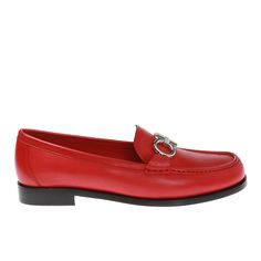 Salvatore Ferragamo Women's 'Rolo' Gancini Loafer Dress Shoes Red1 Classic Slip-on Loafers With Red Sole, Classic Loafers With Red Sole For Office, Classic Loafers With Red Sole For Work, Luxury Loafers With Red Sole For Work, Red Sole Calf Leather Loafers With Round Toe, Red Calf Leather Formal Loafers, Red Calf Leather Loafers For Formal Occasions, Red Sole Calf Leather Slip-on Loafers, Slip-on Calf Leather Loafers With Red Sole