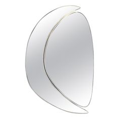 an oval mirror with curved edges on a white background