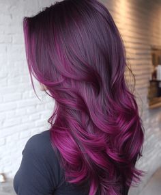 Plum Hair With Pink Highlights, Magenta Hair Color, Fuschia Hair, Magenta Hair Colors, Highlights Subtle, Pink Hair Ideas, Pink Goddess, Cherry Hair Colors