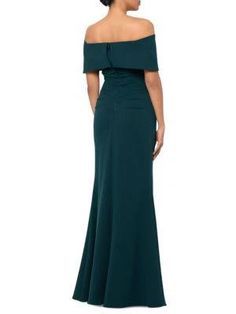 The Off Shoulder Gown is Instagram-worthy in a fluttery off-the-shoulder polyester spandex blend. Flounce overlay and ruching at the back add romantic volume perfect for capturing your next outfit photo. Short sleeves and lining ensure comfort whether posing for pics or dancing the night away. Effortless elegance with versatile color options makes this a must-have for your social media wardrobe. Fitted Off-shoulder Ruched Evening Dress, Off-shoulder Stretch Evening Dress For Formal Occasions, Stretch Off-shoulder Formal Evening Dress, Off-shoulder Gown With Ruched Bodice, Off-shoulder Ruched Fitted Gown, Fitted Off-shoulder Ruched Maxi Dress, Fitted Off-shoulder Ruched Gown, Stretch Off-shoulder Dress With Ruched Bodice, Fitted Boat Neck Prom Dress