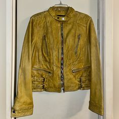 Yellow Leather Jacket. Never Worn. Size L In Women. Similar And Same Brand Of Jacket Worn On Megan Fox In Set Of Movie ‘Teenage Mutant Ninja Turtles’ Yellow Fitted Long Sleeve Biker Jacket, Yellow Long Sleeve Leather Jacket, Yellow Fitted Biker Jacket, Yellow Fitted Casual Biker Jacket, Fitted Yellow Biker Jacket Casual Style, Fitted Yellow Casual Biker Jacket, Yellow Long Sleeve Leather Jacket For Fall, Casual Yellow Leather Jacket For Winter, Yellow Long Sleeve Biker Jacket For Spring