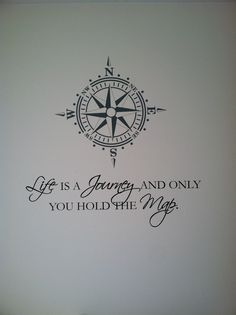 an image of a compass with the words life is a journey and only you hold the map