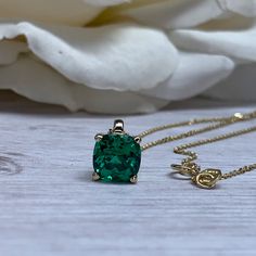 Smart Buys! Cushion Cut Ladies Necklace / Green Emerald Bridal Gift / Anniversary Gift / Everyday Necklace / Pendant / 14k White Gold / #6172 starting from $257.00 See more. 🤓 #MayBirthstone #EmeraldNecklace #SolitairePendant #TravelJewelry #AnniversaryGift #MothersDay #GiftForHer #CushionCut #BirthdayGift #EmeraldPendant Cushion Cut Solitaire Jewelry For Gift, Cushion Cut Yellow Gold Necklace Gift, Yellow Gold Cushion Cut Necklace As A Gift, Green Cushion Cut Jewelry For Formal Occasions, Formal Green Cushion Cut Jewelry, Cushion Cut Green Jewelry For Anniversary, Cushion Cut Emerald Green Jewelry, Cushion Cut Birthstone Jewelry Gift, Cushion Cut Birthstone Jewelry For Gifts