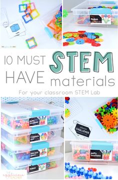 10 favorite stem materials for the classroom- love all the ideas for STEM materials in this post! TheAppliciousTeacher.com #stemlab #stem Stem Classroom Setup Elementary, Stem Supplies, Classroom Diy