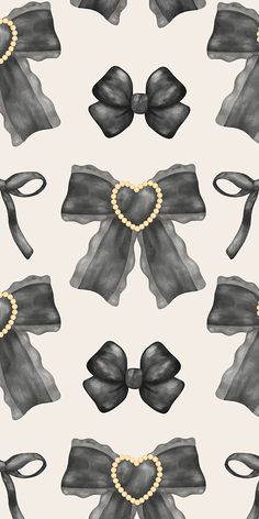 a pattern with bows and pearls in the shape of a heart