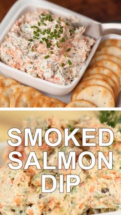 smoked salmon dip with crackers on the side