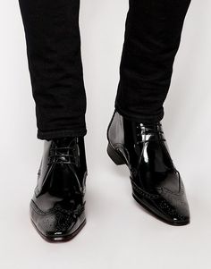 Handmade Men Wing Tip Brogue Patent Leather Lace Up Ankle Boots, Men Boots Jeffery West, Black Brogues, Patent Leather Dress, Brogue Boots, Ankle Boots Men, High Ankle Boots, Leather Brogues, Brogue Shoes, Lace Up Ankle Boots