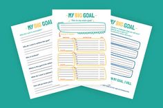 three printable worksheets with the words my big goal on them