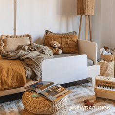 a living room filled with lots of furniture and pillows