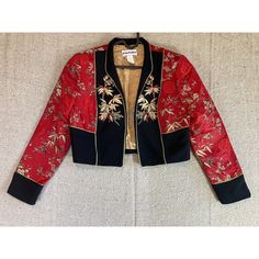 Measurements: Across The Front: 19 Inches Shoulder Top To Bottom: 18 Inches Sleeve Length: 20.5 Inches Bolero Jacket, Red Gold, Lady In Red, Shoulder Top, Gold Color, Jackets & Coats, Jackets For Women, Sleeve Length, Size 6