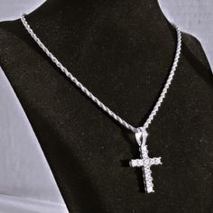 Brand New Women's Diamond Cross Braided Rope Chain 14k White Gold Plated Sterling Silver Genuine 2ct Lab Created Diamonds 20" Or 24" Braided Rope Chain Necklace Measurements Of The Pendant Pendant - 1.7" X .8" Retail Price $350 Buy With Confidence From A Trusted Seller With A 99%+ Feedback Rating! A0318 (Id-529-) White Gold Diamond Cut Chain Necklace Gift, Diamond Pendant With Rope Chain, Silver Diamond Necklace With Rope Chain, White Gold Necklace With Cross Pendant, Classic Necklace With Silver Chain And Cross Pendant, Elegant Silver Chain Necklace With Cross Pendant, Classic Necklaces With Silver Chain And Cross Pendant, White Diamond Jewelry With Rope Chain, White Gold Rope Chain Jewelry Gift