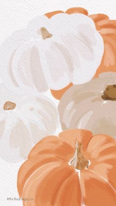 an orange and white painting of pumpkins