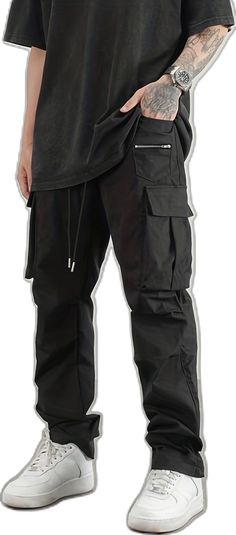 Casual Cargo Pants, Work Pants, Men's Casual, Cargo Pants, Outdoor Activities, Pants, Black, Trousers