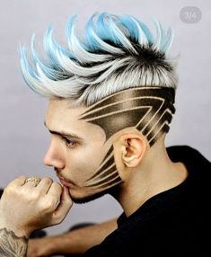 Shaved Bleached Hair, Hair Designs Men, Shaved Hair Designs Men, Hair Tattoo Designs, Bleached Hair Men, Male Haircuts Curly, Hair Cut Guide, Pink Ombre Hair