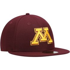 Give any Minnesota Golden Gophers game day look a sleek finishing touch with this New Era Basic 59FIFTY fitted cap. Its high crown and structured fit provide all-day comfort, and the flat bill offers extra shade and coverage. Plus, the bold embroidered Minnesota Golden Gophers graphics fully express your team spirit in a striking design. Embroidered graphics with raised details Surface washable Structured fit High Crown Fitted Flat bill with ability to curve Imported Officially licensed Brand: N Collegiate Curved Brim Fitted Hat For Baseball Season, Collegiate Fitted Hat With Curved Brim For Baseball Season, Sports Fan Flat Brim Fitted Hat For Baseball Season, Sports Fan Flat Brim Fitted Baseball Hat, Flat Brim Snapback Hat For Sports Fans, Collegiate Snapback Hat With Flat Brim For Fans, Collegiate Snapback Hat With Flat Brim, Collegiate Snapback Fitted Hat For Fans, College Baseball Cap With Flat Brim For Baseball Season