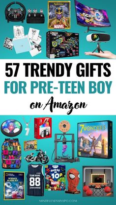 the top ten gifts for pre - teen boys on amazon, with text overlay