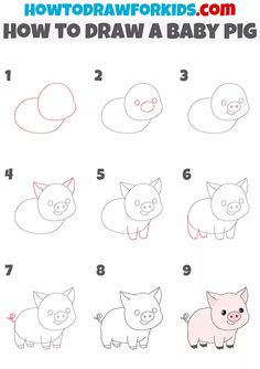 how to draw a pig step by step instructions for kids and beginners with pictures