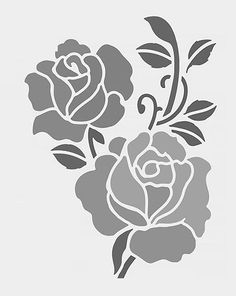 a black and white drawing of two roses