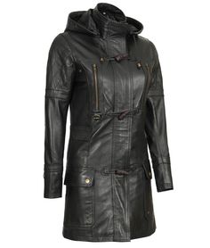 Women's Quilted Black Leather Coat With Hood
Add a classy touch to your style with this black leather coat with a hood. Ready-to-go outerwear with any dress and anytime. Featuring a removable hood, standing collar, quilted arms, hoodie, and back. The smooth internal lining is stitched for comfort and the 3/4 length makes it comfy & stylish for spring. 1 inside pocket and 4 outside pockets are given; 2 zipper pockets on the chest, and 2 flap pockets on the waist. Central closure is a YKK zipper t Lambskin Leather Blazer, Black Hooded Coat, Quilted Sleeves, Brown Leather Coat, Black Leather Blazer, Everyday Jacket, Leather Coat Womens, Womens Quilted Jacket, Black Leather Biker Jacket