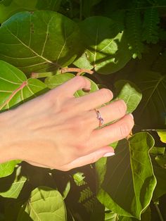 Vintage 10K Solid Gold Ring Purple Topaz with Diamond Accent Slim Stacking Ring 1.0g 2 Diamonds 1mm, 1 Topaz 5 x 2.4mmRing Size: 6.75