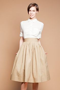 Beige Cotton Midi Skirt by Mrs Pomeranz by mrspomeranz on Etsy, £156.00 Elegant Beige Daywear Skirt, Elegant Beige Skirt For Daywear, Daywear Flared Skirt With Pockets, Elegant Full Skirt For Daywear, Knee-length Wedding Skirt, Classic Flared Skirt Bottoms With Pockets, Classic Full Skirt Bottoms With Pockets, Classic Gathered Maxi Skirt, Classic Midi Skirt With Pockets