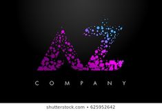 colorful letter logo with dots on black background