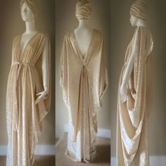 Grecian Goddess Gown and Matching Turban.bridal Gown - Etsy Grecian Dress Formal, Pattern Glossary, 20s Gown, Greek Fashion Modern, Greek Inspired Dress, 1920s Gown, Grecian Women, Art Nouveau Dress, Grecian Gown