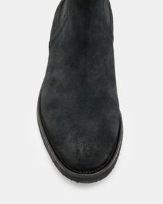 For casual occasions, step out in the Rhett Boots, crafted from soft suede and finished with a crepe rubber outsole. Shaped to a traditional Chelsea boot shape.  These boots fit true to size Round toe Ankle boot Pull tab Chelsea boots Elasticated gusset AllSaints 01-11-94 stamp Suede Chelsea Boots With Moc Toe And Suede Lining, Classic Suede Chelsea Boots With Moc Toe, Suede Chelsea Boots With Moc Toe, Black Suede Chelsea Boots With Rubber Sole, Suede Ankle Boots With Vibram Sole, Classic Winter Boots With Textured Sole, Suede Chelsea Boots With Leather Footbed, Suede Chelsea Boots With Plain Toe, Suede Chelsea Boots With Lug Sole