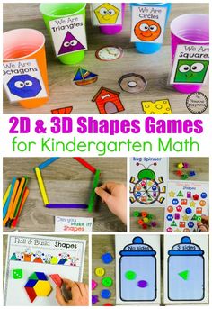 Games For Kindergarten, Math Kindergarten, 2d And 3d Shapes, Kindergarten Skills, Shape Games