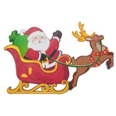 a santa clause riding in a sleigh with reindeer