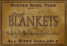 the label for winter wool farm blankets