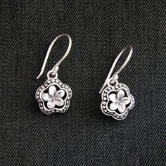 Handmade Sterling Silver Flower Earrings - Loyal Frangipani | NOVICA Sterling Silver Flower Earrings, Silver Hair Pin, Vintage Silver Jewelry, Silver Flower Earrings, Silver Jewellery Indian, Jewelry Accessories Ideas, Gold Earrings Designs, Silver Jewelry Fashion, Funky Jewelry