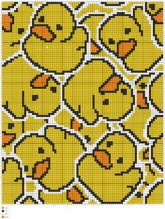 a cross stitch pattern with yellow ducks