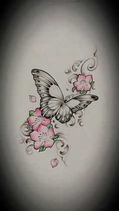 Enchant Your Story with Aesthetic Butterfly Tattoo Art. Butterfly With Flowers, Butterfly Tattoos Images, Rose And Butterfly Tattoo, Butterfly With Flowers Tattoo, Butterfly And Flowers, Flowers Tattoo, Butterfly Tattoo Designs