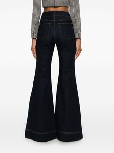 Find ALICE + OLIVIA Sb Jeans on Editorialist. indigo blue cotton blend denim front button and zip fastening high-rise belt loops classic five pockets straight hem long length bell bottom Luxury Relaxed Fit Denim Flare Jeans, Luxury Flare Jeans With Button Closure, Luxury High-waist Flare Jeans In Recycled Denim, Jeans Bell Bottoms, Alice And Olivia Leather Pants, Affordable Button-detail Flare Jeans, Bell Bottom, Indigo Blue, Alice Olivia