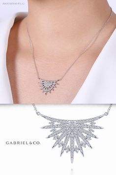 14K White Gold Fashion Necklace NK6189W45JJ #GabrielNY #DiamondJewelry #FineJewelry #GabrielAndCo #UniqueJewelry #FineJewelry#FashionJewelry#UniqueJewelry#GiftIdeas#UniqueGifts  #DiamondJewelry #Jewelry  #Necklace#DiamondNecklace #FashionNecklace#GoldNecklace#GoldFashionNecklace #WhiteGoldNecklace#WhiteGoldFashionNecklace Formal Fine Jewelry Necklace With Large Pendant, Timeless Pendant Necklace With Elegant Design, Timeless Elegant Pendant Necklaces, Timeless Silver Necklace With Elegant Design, Elegant Formal Necklaces With Large Pendant, Elegant Formal Necklace With Large Pendant, Elegant Jewelry With Large Pendant, Elegant Diamond Cut Bridal Necklace For Celebration, Elegant Large Pendant Necklace For Wedding