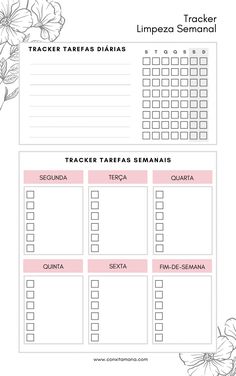 a printable tracker with flowers on it