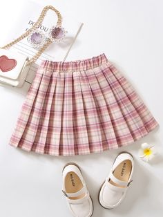 Young Girl Tartan Print Pleated Skirt Multicolor Casual   Fabric Tartan Pleated Non-Stretch Summer Young Girls Clothing, size features are:Bust: ,Length: ,Sleeve Length: Vampire Oc, Tv Clothes, Printed Pleated Skirt, Toddler Girl Outfits, Girls Clothing, Toddler Girls, Fashion Online Shop, All Fashion, Pleated Skirt