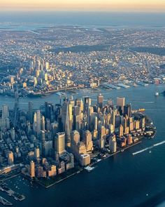 an aerial view of new york city from the air