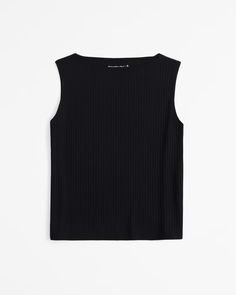 Women's Wide Rib Slash Top | Women's Tops | Abercrombie.com Sleek Tops With Seamless Construction, Chic Ribbed Tank Top, Sleek Ribbed Tops For Spring, Sleek Ribbed Fitted Top, Sleek Ribbed Tops, Sleek Solid Color Ribbed Top, Sleek Solid Ribbed Top, Sleek Black Ribbed Top, Black Ribbed Tops For Spring