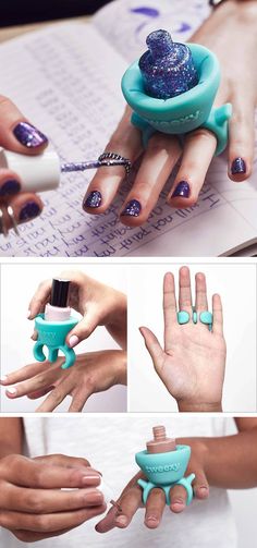 The design of this new wearable nail polish holder makes painting your nails a lot easier Nail Polish Holder, Unghie Nail Art, How To Make Paint, Nail Paint, New Gadgets, How To Do Nails, Beauty Nails, Essie, Nail Tips